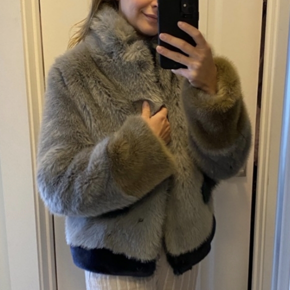 Anthropologie Plush Colorblock Fur Coat XS - Picture 11 of 12